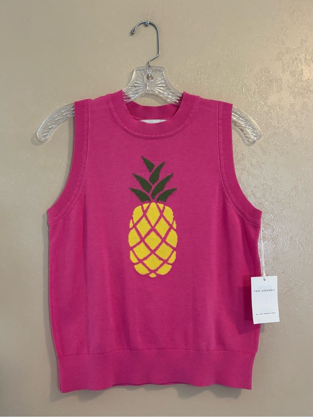 NWT Free Assembly Pineapple Graphic Sweater Shell sz M 8-10